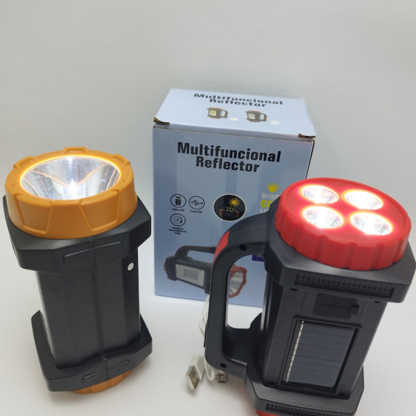 Многофункциональный кемпинговый ручной фонарь Multifuncional Reflector (USB, солнечная батарея, 3 режима работы, функция powerbank)